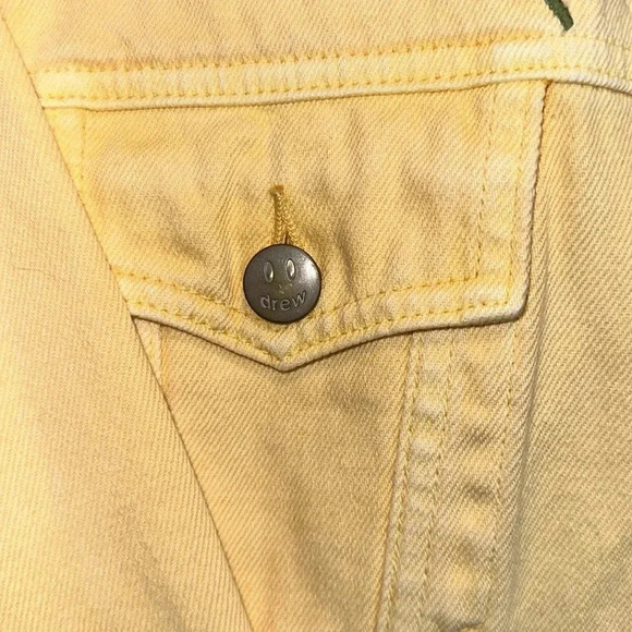 DREW Drew House Designer Floral Denim Yellow Logo Trucker Button Jacket XXS - Picture 6 of 10
